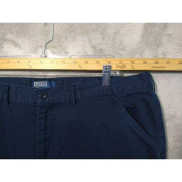 Polo Ralph Lauren Pants Mens 42x30 Navy Blue Chino Flat Front Trousers High Rise - Picture 3 of 9